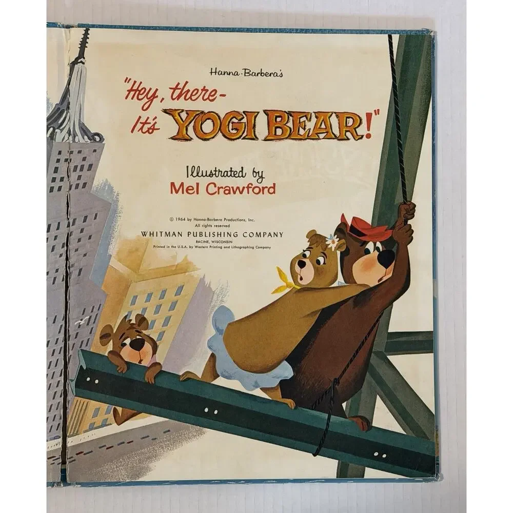 Vintage 1964 Hanna-Barbera Mel Crawford HEY THERE IT'S YOGI BEAR Big Golden Book